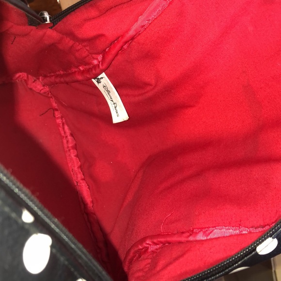 DISNEY Minney Mouse Backpack Black Red & White Bag Red Lining Like New RARE HTF - Picture 13 of 17